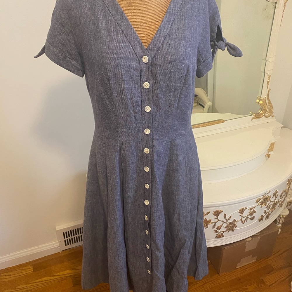 Gal Meets Glam Chambray Blue Midi Dress